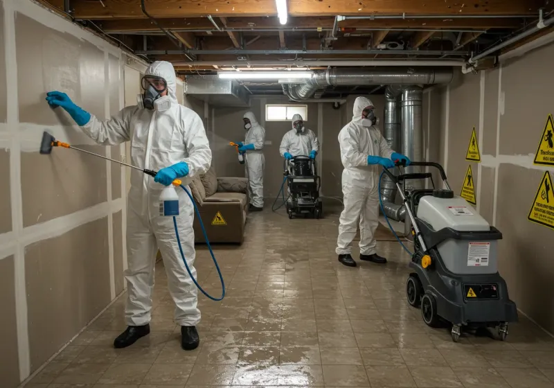 Basement Moisture Removal and Structural Drying process in New Braunfels, TX
